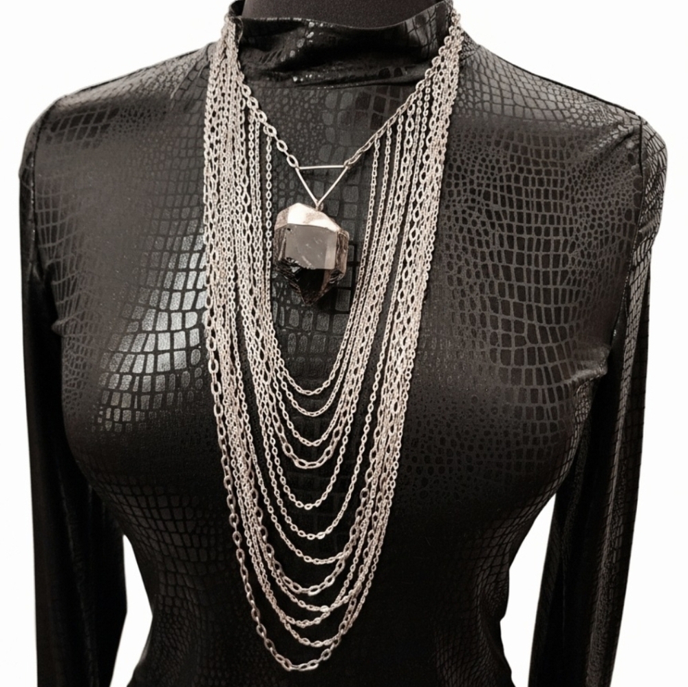 Smokey Quartz Multi Layered Chain Necklace